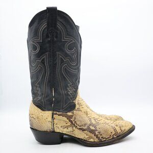 Vintage Panhandle Slim Python Snakeskin Leather Cowboy Boots Men's 8 D Western